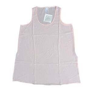 WYNNE LAYERS Semi Sheer Blush Pink Sleeveless Flowy Tank Top Blouse Women’s